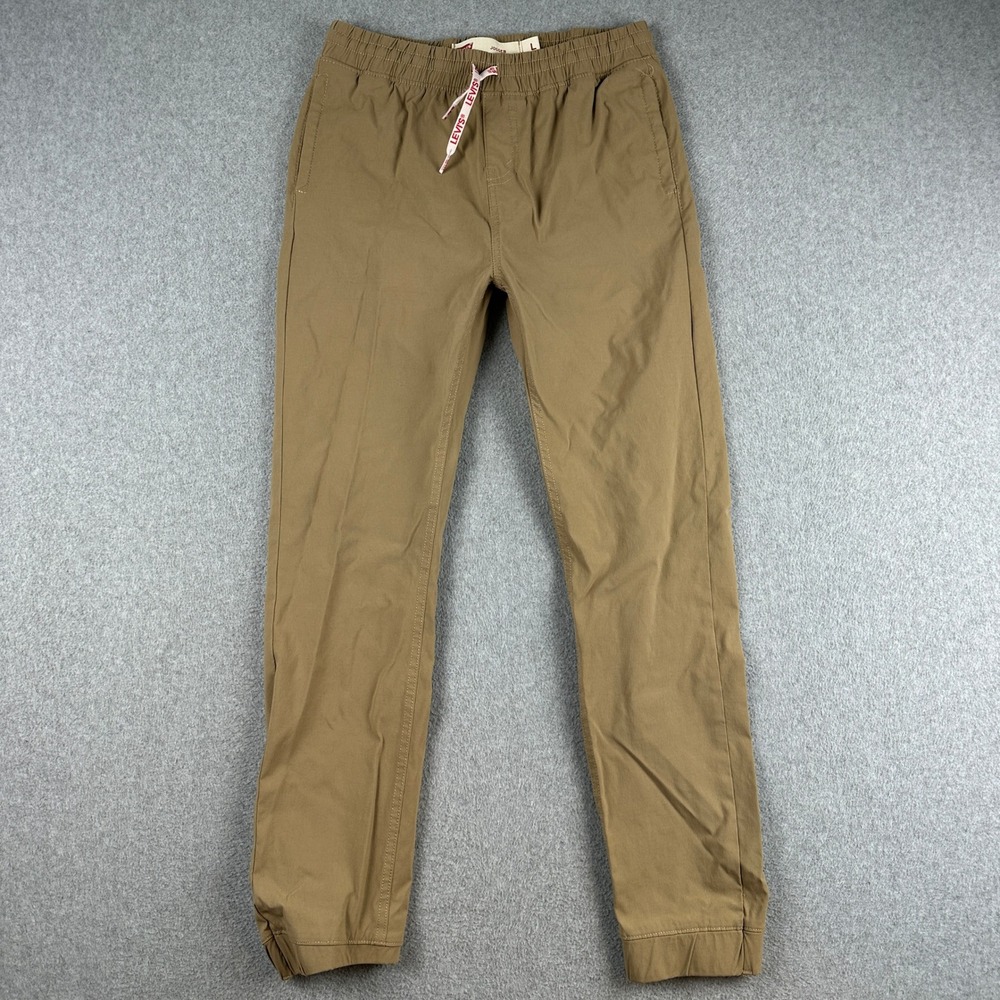Levi's Jogger Boys L Brown Jogger Pants Elastic Waist‎ Drawstring Stretch Chino